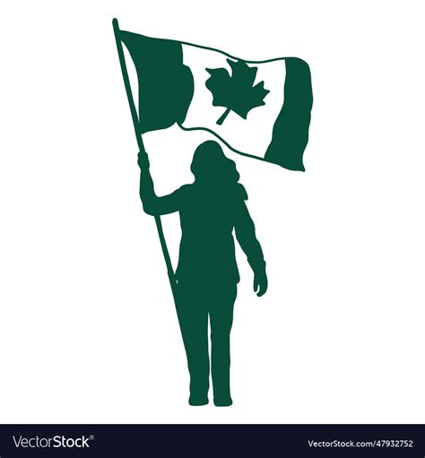 Canada flag bearer silhouette Royalty Free Vector Image