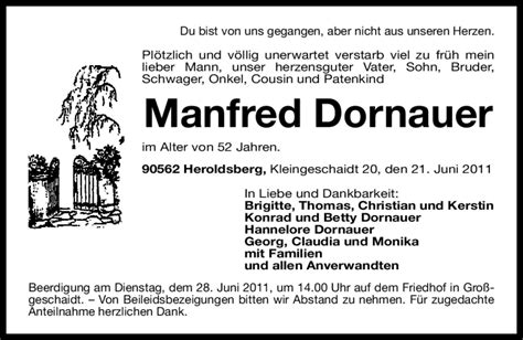 Traueranzeigen Von Manfred Dornauer Trauer Nn De