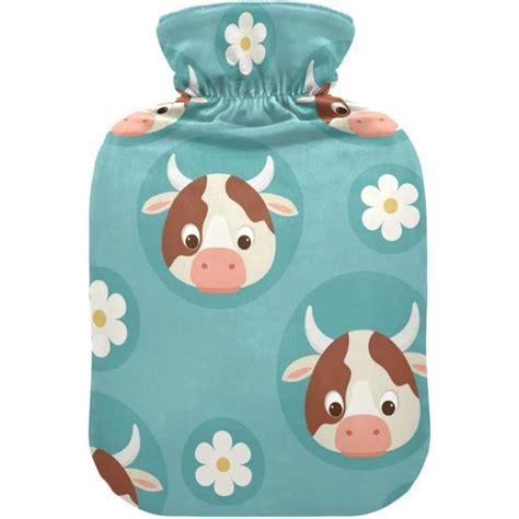 Bouillotte Avec Housse Motif Vache Et Fleurs Pour Soulager La