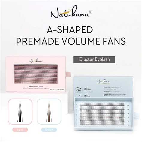 Natuhana A M Shaped Lashes Individual Premade Volume Fans Natural