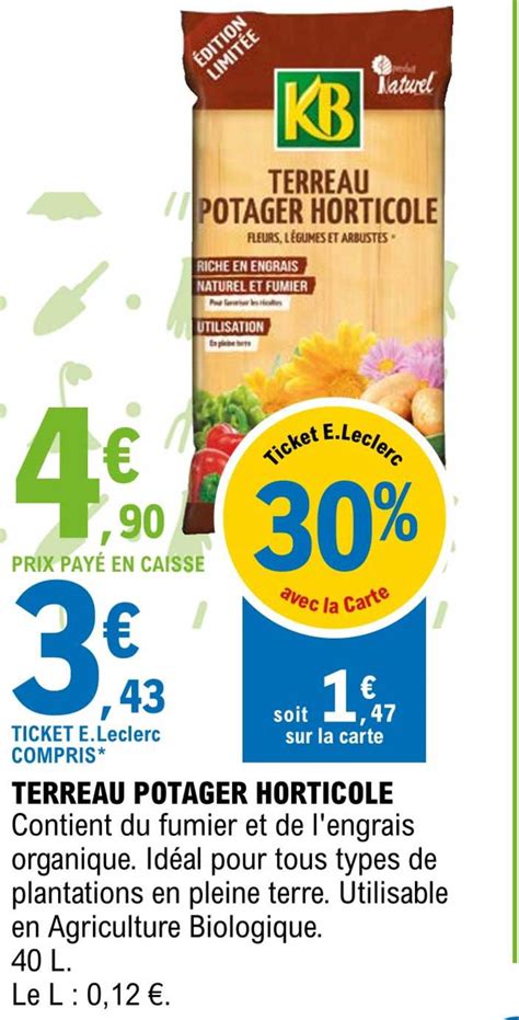 Promo Terreau Potager Horticole Kb Chez E Leclerc ICatalogue Fr