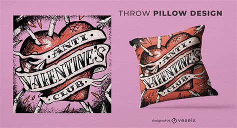 Anti Valentines Broken Heart Throw Pillow Design Vector Download