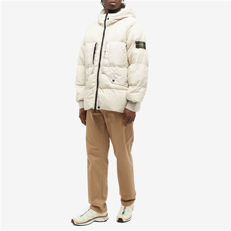 Stone Island Men S Crinkle Reps Hooded Down Jacket In Plaster Stone Island