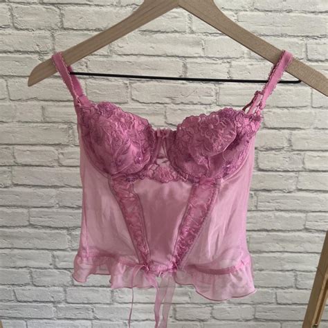 Gorgeous Pink Lace Cami Corset Top By The Brand Depop