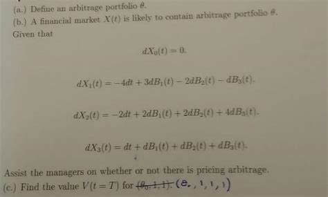 define  arbitrage portfolio    cheggcom
