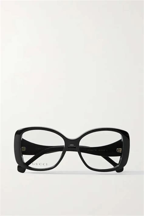 Gucci Oversized Square Frame Acetate Optical Glasses Black Editorialist