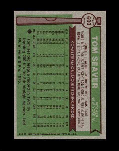 Topps Set Break Tom Seaver Nm Mt Or Better Gmcards Ebay