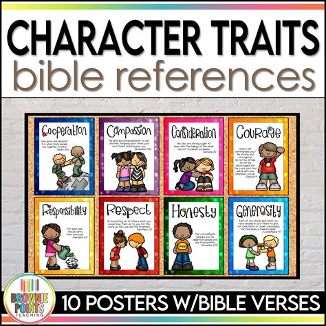 Character Traits and Bible Verses | Posters – Brownie Points Teaching Shop