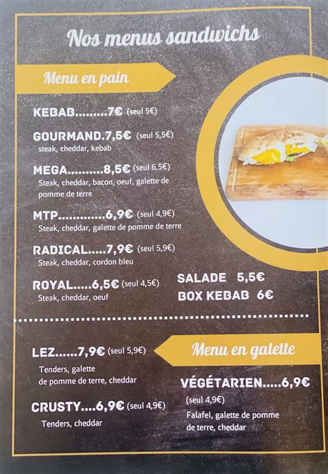 Menu Au Uni Food Kebab Montpellier Montpellier