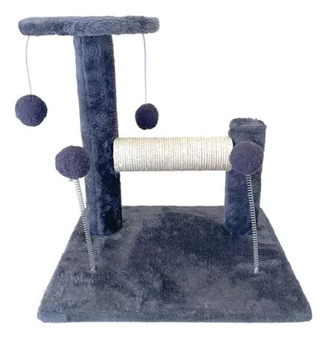 Brinquedo Arranhador Compacto Para Gatos Pelúcia E Sisal Cor Cinza