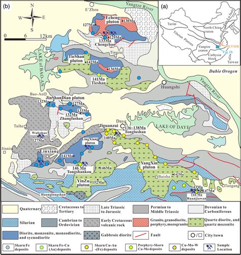 Geological Map Showing The Distribution Of Skarn Deposits And Ages Of