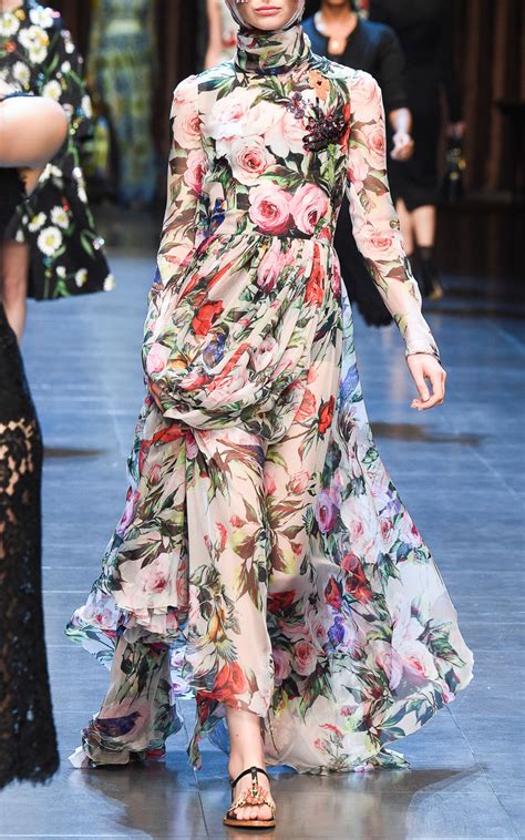 Lyst - Dolce & Gabbana Silk Chiffon Embellished Floral Gown