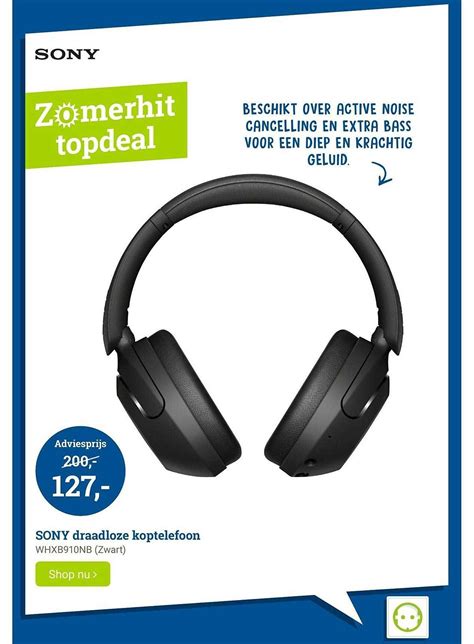 Sony Draadloze Koptelefoon WHXB910NB Zwart Aanbieding Bij BCC