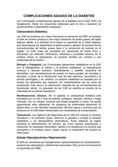 Informe De Complicaciones Agudas De La Diabetes Cuidado Medico Udocz