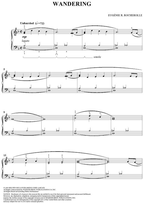 Wandering Sheet Music For Piano Solo Sheet Music Now