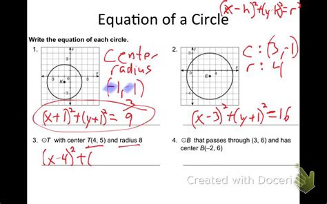 Circles In The Coordinate Plane Worksheet