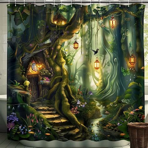 Enchanted Fairy Forest Shower Curtain Ultra Realistic Fantasy Design