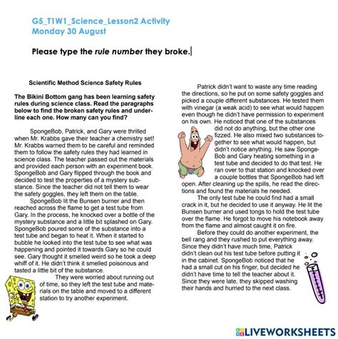 Spongebob Lab Safety Activity Live Worksheets Worksheets Library