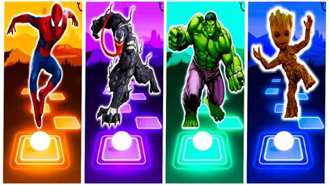 Spiderman Venom Hulk Baby Groot Marvel Heroes Tiles Hop Edm