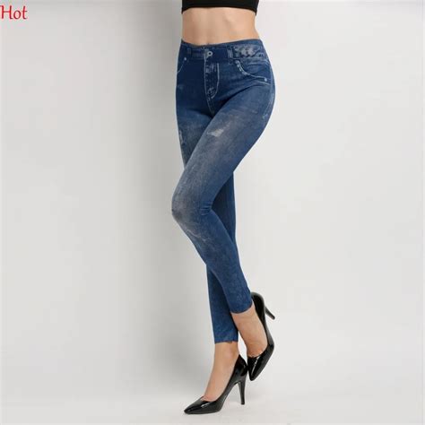 Cheap Stretchy Jean Ripped Fashion Pleated Legging Women Sexy Leggins