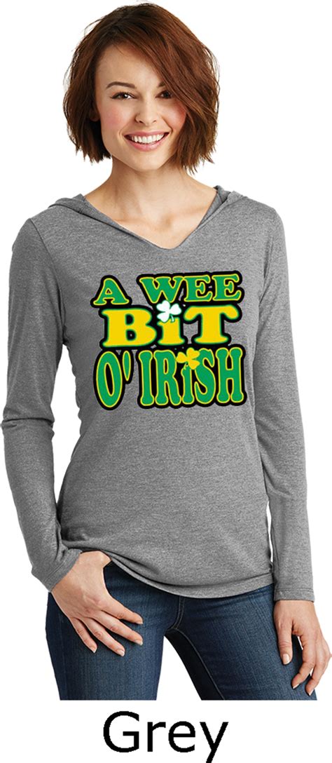 St Patricks Day Wee Bit Irish Ladies Tri Hoodie A Wee Bit Irish