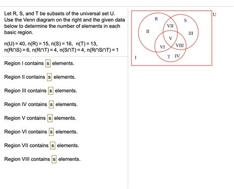 Solved Let R S And T Be Subsets Of The Universal Set U Use The Venn