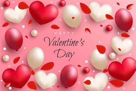 Happy Valentines Day Background Realistic Hearts Vector Image