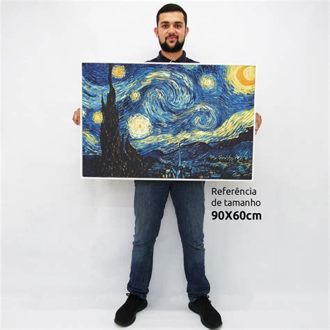 Quadro Decorativo Noite Estrelada Van Gogh Em Tela Canvas Moldura