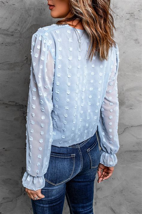 Polka Dot Print Deep V Neck Blouse The Perfect Touch Sa