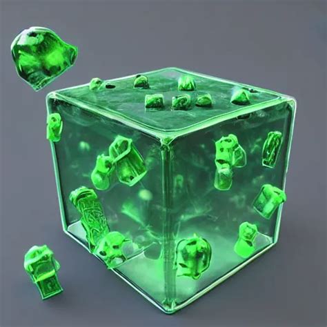 A Clear Green Gelatinous Cube Made By Stanley Stable Diffusion