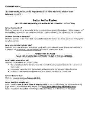 Fillable Online Letter To The Pastor Saint Francis Desales Fax Email