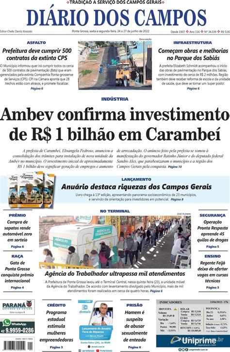 Capa Di Rio Dos Campos Edi O Sexta De Junho De