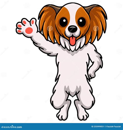 Cute Papillon Dog Cartoon Waving Hand Stock Illustration Illustration