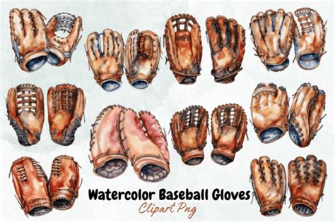 Watercolor Baseball Gloves Clipart Graphic By Graftify Creative Fabrica