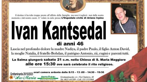 Omicidio Di Grottaminarda Domani I Funerali Di Ivan Kantsedal