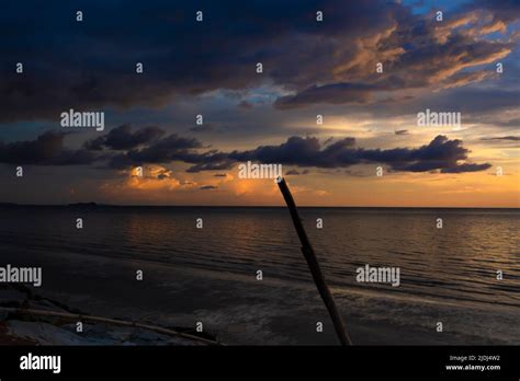 Beautiful Sunset At The Beach Tanjung Aru Beach Kota Kinabalu Borneo