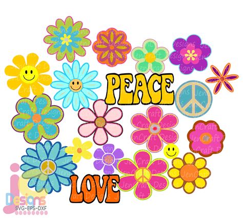 Hippie Svg Groovy Flowers Svg 60s 70s Retro Peace Love Etsy Singapore