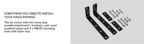 Adventure Kings Awning Mounting Brackets Pair Heavy Duty Powdercoated