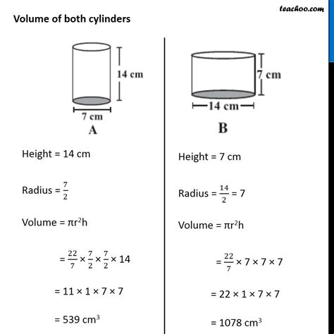 Ex Diameter Of Cylinder A Is Cm And The Height Is Cm