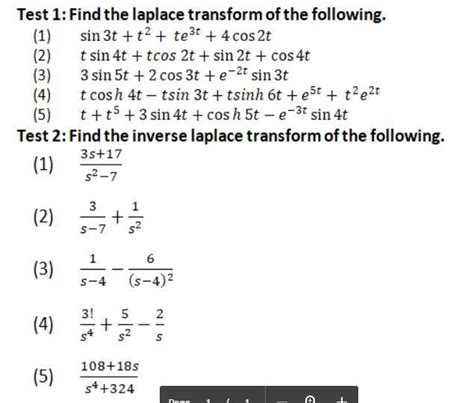 Solved Test 1 Find The Laplace Transform Of The Following 1 Sin