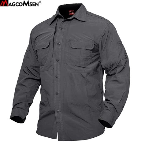 MAGCOMSEN Shirts Men Summer Quick Drying Military Tactical Shirts Long