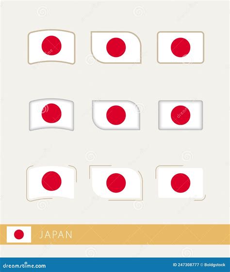 Vector Flags Of Japan Collection Of Japan Flags Stock Vector