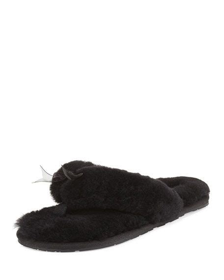 Ugg Fluff Ii Shearling Fur Flip Flop Slipper Black Modesens Flip