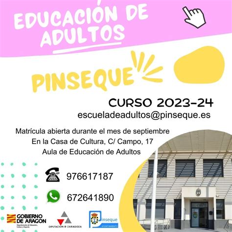 Educación para adultos curso 2023 2024 Ayuntamiento de Pinseque