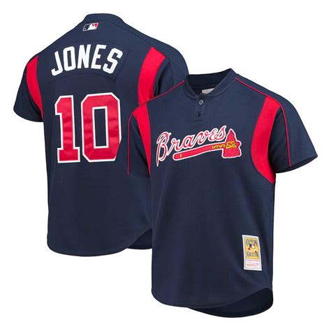 Atlanta Braves Chipper Jones Mitchell Ness Navy Cooperstown