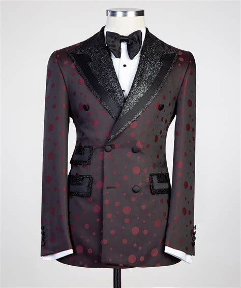 Double Breasted Suit Unique Design Slim Fit Polka Dot Suit Mens Etsy