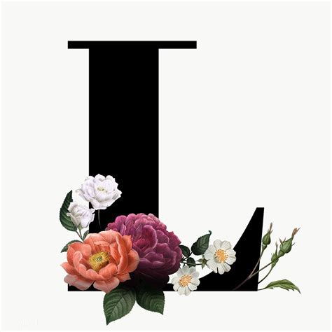 Classic And Elegant Floral Alphabet Font Letter L Transparent Png