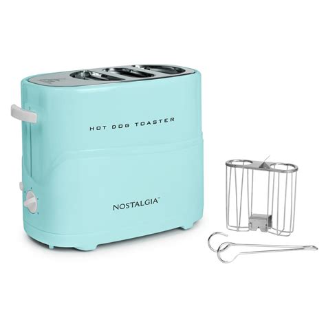 Nostalgia Retro Series 2 Slice Aqua Long Slot Hot Dog And Bun Toaster