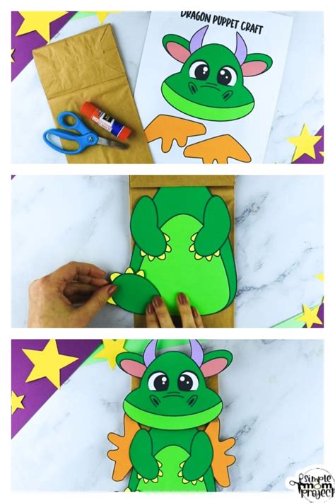 Dragon Paper Bag Puppet Craft Template Ph