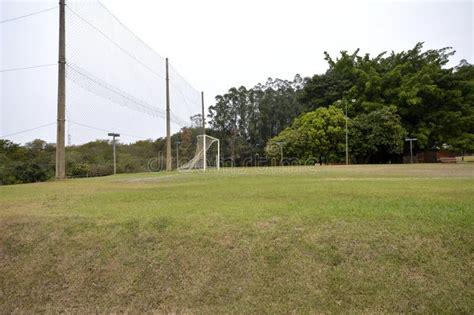 Football Goalposts Green Grass Soccer Field With Football Goalposts